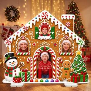 Qunclay 4.4피트 진저브레드 하우스 종이상자 모형과 받침대 Xmas 사진 소품 배경 장식 휴일 차고 문 마당