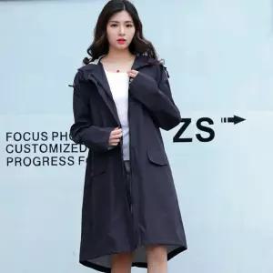 남녀공용 후드형 레인코트 바람막이 비옷 (L) 네이비