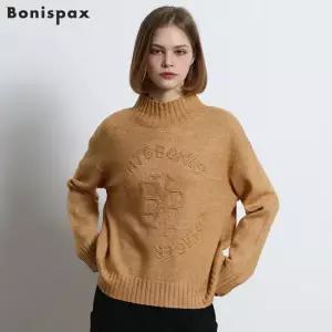 [보니스팍스(Bonispax)] 울 패턴 하이넥 니트 (택가격 159000원)