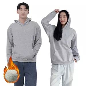 남녀공용 융털 기모 안감 끈없는 후드티 커플 오버핏