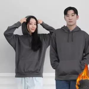 남녀공용 융털 기모 안감 후드티 점퍼 커플 오버핏 빅사이즈 후드집업 46FC4