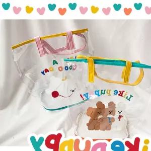 강아지 푸들 비치 투명 PVC 토트 수영 목욕백 2Colors 토트백 B4D38