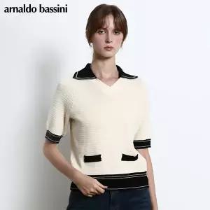 [아날도바시니(ARNALDO BASSINI)] V넥 카라 니트 (택가격 118000원)