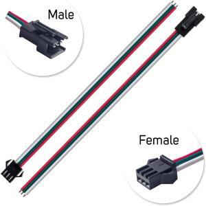 20쌍 JST SM 3핀 15cm 커넥터 WS2812B SK6812 FOCB CCT LED 스트립용 암수 22awg 와이어