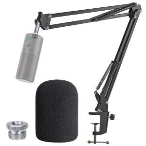 YOUSHARES의 RAZER SEIREN X 스트리밍 마이크용 팝 필터가 장착된 폼 커버 윈드스크린이 있는 레이저 시렌 붐 암 마이크 스탠드