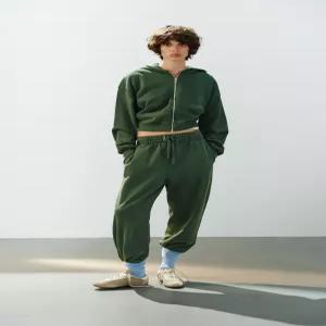 ZARA 워싱 이펙트 지퍼 스웨트셔츠 - 초록 4174/673/500