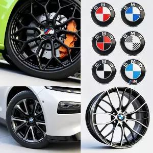 자동차휠캡 4개 56mm 자동차 배지 휠 센터 허브 캡 스티커 액세서리 BMW 호환 M E46 E90 E60 F30 F10 E39 E