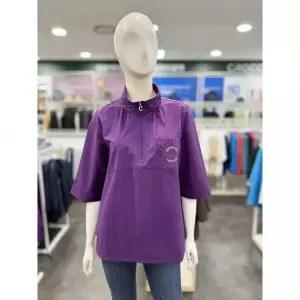 한정수량 [크로커다일레이디] 우븐 솔리드형 반집업 티셔츠 퍼플 CLDF-TS104 2856806