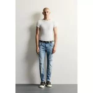 ZARA 자라 SKINNY 스키니-FIT 핏-JEANS 진 청바지 MIT DESTROYED-EFFEKT - Hellblau 6045/343/406