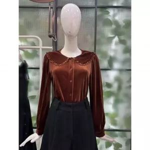 한정수량 듀엘 빅카라 벨벳 블라우스 L244PSC034 2857056