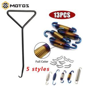 [호환품]ZS MOTOS 13 피스 바이크 오토바이 배기관 머플러 장착 스프링 후크 스테인레스 스틸 51MM 링크 파