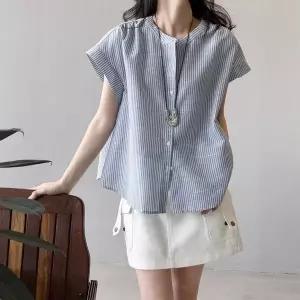 SAHINER 여성 반팔 셔츠 스프 민소매 레이어드 데일리룩 BTX73