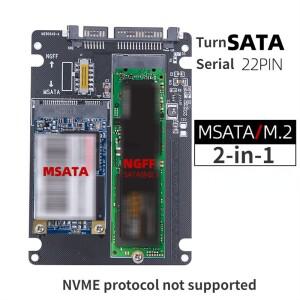 MSATA 솔리드 스테이트 SSD 하드 드라이브 NGFF-SATA3 외장형 인클로저 M.2 Sata 프로토콜-어댑터 이중