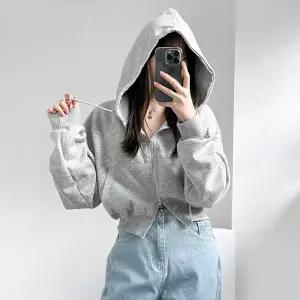 [낙낙후드/귀여운] 투웨이 크롭 후드집업 루즈핏 가오리핏 트레이닝 여리여리 데일리 캠퍼스룩 봄 가을까지