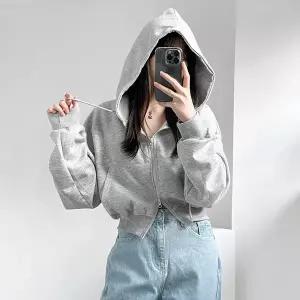 투웨이 크롭 후드집업 루즈핏 가오리핏 트레이닝 여리여리 데일리 캠퍼스룩 봄 가을