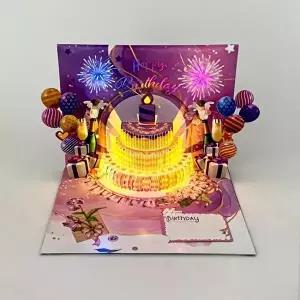 [셀러허브 1]생일축하카드 LED 3D 멜로디카드 팝업카드 메시지카드 (45014086A)