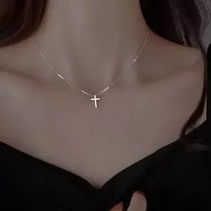 s925 순은 십자가 목걸이 심플 모던 여성 목걸이