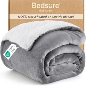 Bedsure 젠틀소프트 셰르파 플리스 스로우 블랭킷 소파용 비가열 두껍고 따뜻한 포근한 겨울용 담요 여성과