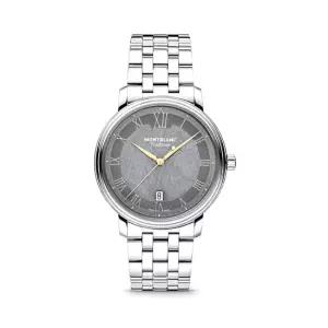 몽블랑 트래디션 오토매틱 데이트 40mm 스틸 그레이 다이얼 남성 시계 MB132433