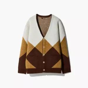 [STCO]울 블렌드 아가일 브이넥 세미오버핏 가디건 DKGWD64CMH_P435903227