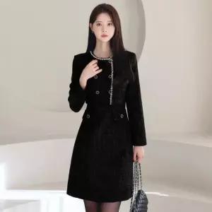 시크라인 블라켓 레이어드 자켓 트위드 원피스