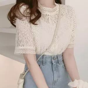 캐미솔 레이어드 반팔 레이스 시스루 블라우스