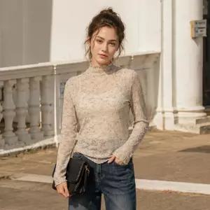 [페이지플린] 샤이닝 메쉬 웨이브 엣지 반넥 티셔츠_P6CTS014A