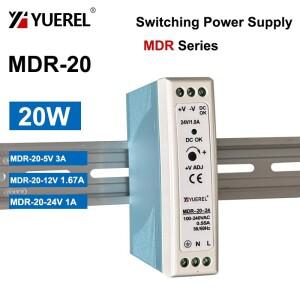 MDR 20W 5V 12V 24V 3.0A 1.67 1.0A 단일 출력 스위칭 전원 공급 장치