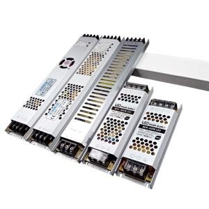 DC 220V ~ 12V 24V 스위칭 전원 공급 장치 LED 스트립 용 초박형 조명 변압기 24W 60W 100W 150W 200W 300W