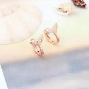 14K 금침 로즈골드 원터치링 고래 꼬리 귀걸이 14K귀걸이 AW95ACC3