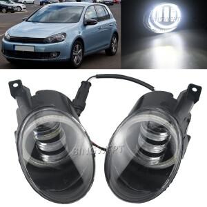 VW 골프 MK6 2009 2010 2011 2012 2013 엔젤 아이 안개등, 자동차 LED 렌즈 DRL 2 개