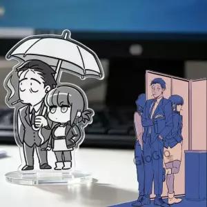 슈퍼마켓 뒤에 있는 흡연하는 캐릭터 프레 스탠딩 플레이트 귀여운 릴 피규어 스탠드 데스크탑 장