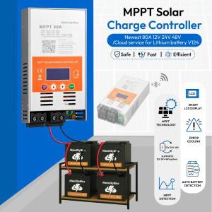 80A WiFi MPPT 태양광 충전 컨트롤러, 12V/24V/48V 자동, 리튬, LiFePO4, AGM 호환