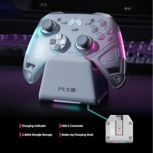 BEITONG KP70 무선 컨트롤러 햅틱 피드백 게임패드 (PC/NS/iOS/Steam 호환), 듀얼 자동 감지 트리거, 6개