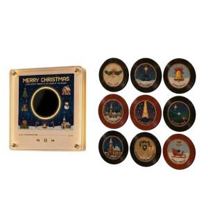 9개의 비닐 레코드 오디오 디스크, USB 충전식 LED 라이트 뮤직 박스, 메모리 D2RD로 구성된 음악 플레이