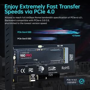 JEYI M.2 NVME-PCIe 4.0 3.0 SSD 어댑터, 데스크탑 PC용 64Gbps PCIe X4 X8 X16 확장 카드, PCI-E GEN4 풀