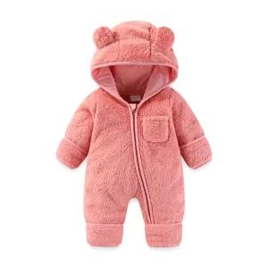 곰 의상 접이식 벙어리장갑 푸티 겨울 플리스 후드 롬퍼 스노우수트