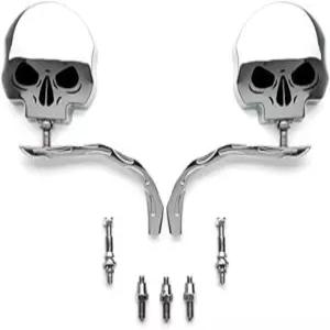 XKMT-skull Flame Chromed Side Mirrors H-D Road King Electra Street Glide Ultra와 호환 [B00YWCSFUO]