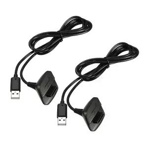 QUMOX 2팩 1.5m 충전 케이블 Xbox 360용 무선 컨트롤러 USB 마이크로소프트 / 360 Slim 게임 호환