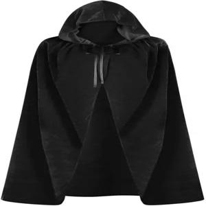 ODOCARE 59Inch Velvet Cloak with Hood for Men Women Hooded Cape Unisex Halloween Witch Vampire