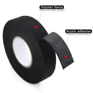 천직물 전기 테이프 15M/롤 폭 9mm-50mm 내열성 절연 자동차용 검정색 소음 방지 접착