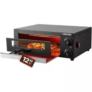 VEVOR 전기 피자 오븐 12인용 카운터탑 77~572°F 온도 범위 타이머 및 조절 기능이 있는 1450W 실내용