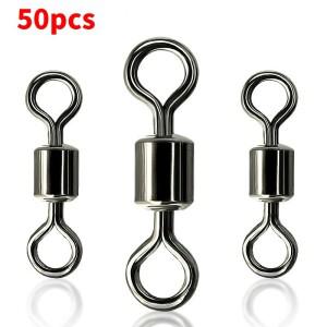 낚시에 대 한 50PCS Carabiners  탄소 스틸강 베어링 회전 미끼 솔리드 링 커넥터 스냅 Fishhook 바다 액세