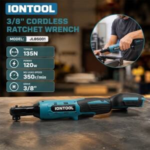 IONTOOL 18V 135Nm 3/8인치 350RPM 브러시리스 무선 라쳇 렌치 (자동차 수리 장비 유지보수용) 본체만