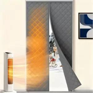 Solifo 자기 열 차단 도어 커튼 34 x82 - 32 x80 문 개구부에 적합 면 충전 방수 옥스포드 겨울용 냉기