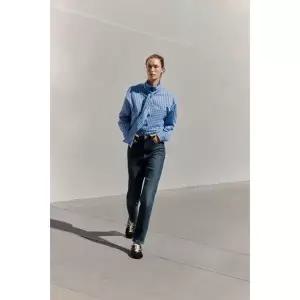 ZARA JEANS Z1975 MOM FIT TIRO ALTO RAYA PLANCHADA - 블루 7223/224/407
