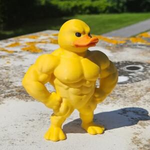 근육 오리 동상 -3D 데스크탑 장식, 귀여운 책장 기발한 인형, 다기능 실내/실외 홈 액세서리