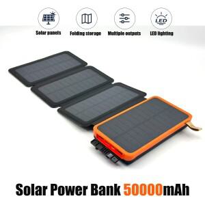 50000mAH 태양광 보조베터리 접이식 패널 5V 2A USB 출력 휴대용 야외 캠핑 아이폰 호환호환 안드로이드용