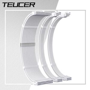 Teucer PSU 연장 케이블 마더보드 ATX 24Pin PCI-E 3in1 키트 18AWG 300mm 전원 코드(빗 포함)
