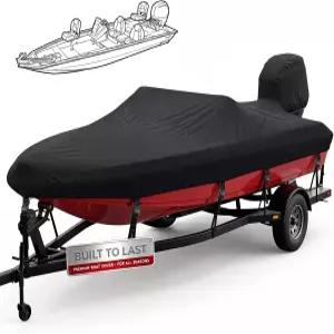 Tegnero 200D 배스 보트 커버 4-6피트 모터 포함 V-헐 및 블랙에 적합 내구성 강한 방수 4 5 6 트라이-헐